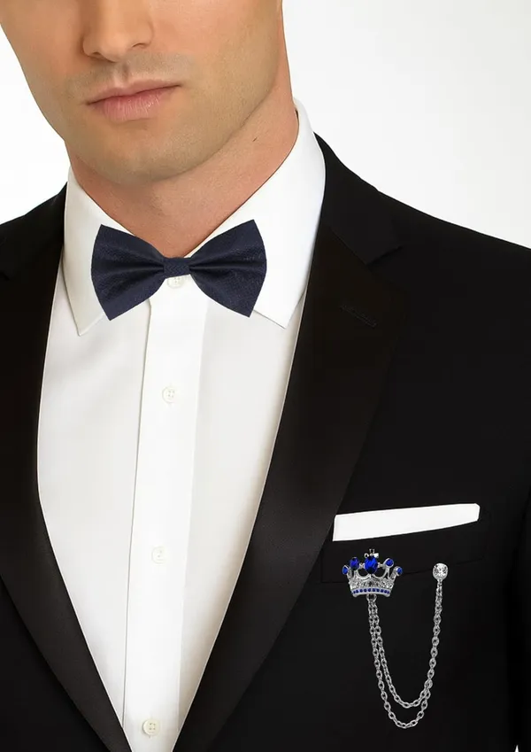 Men_Luxury_Bow_Tie_with_Royal_Crown_Brooch_&_Dual_Chain_|_Adjustable_Pre-Tied_Satin_Bow_Tie