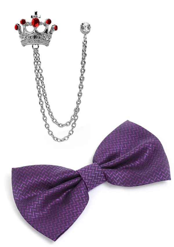 Men_Luxury_Bow_Tie_with_Royal_Crown_Brooch_&_Dual_Chain_|_Adjustable_Pre-Tied_Satin_Bow_Tie