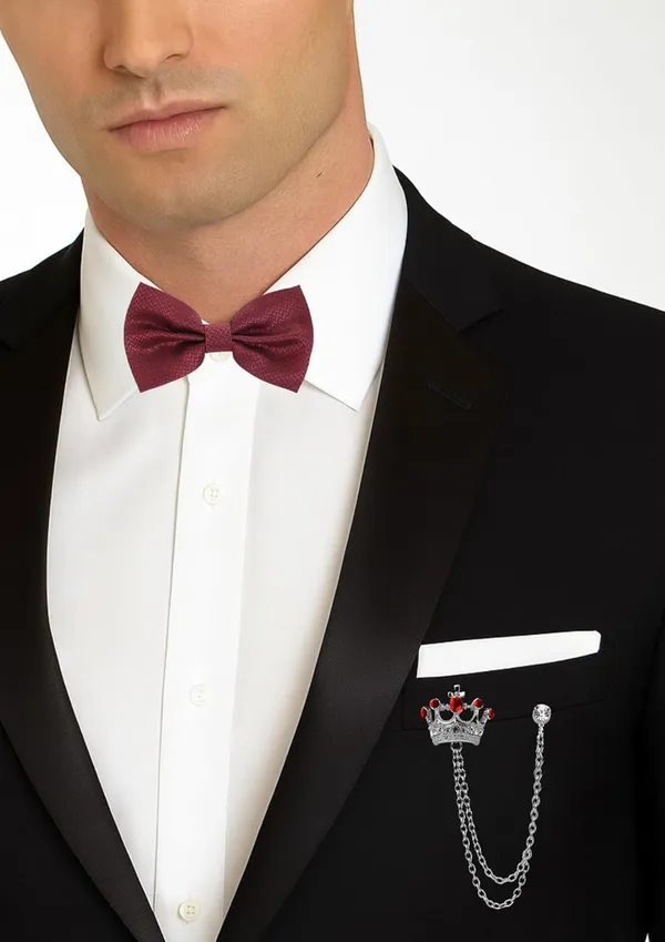 Men_Luxury_Bow_Tie_with_Royal_Crown_Brooch_&_Dual_Chain_|_Adjustable_Pre-Tied_Satin_Bow_Tie