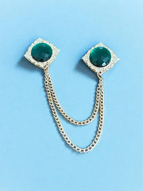 Voxon_Men's_Gem_Brooch_Lapel_Pin_Badge_Hanging_Chains_Collar_Brooches_Pin_for_Career_Suit_Tuxedo_of_Shirts_Tie_Hat_Scarf_for_Boyfriend_Father_Birthday_Gift_(Green)