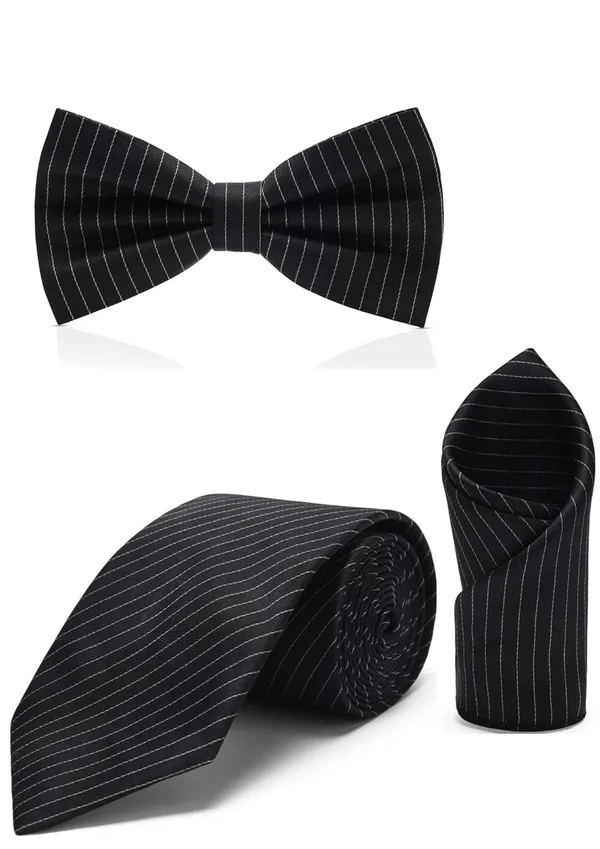 Men_Striped_Necktie,_Bow_Tie_&_Pocket_Square_Set_�_7_Colors_Premium_Striped_Design_�_Elegant_stripe_pattern