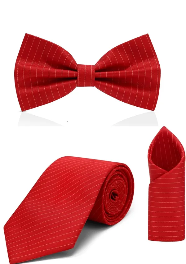 Men_Striped_Necktie,_Bow_Tie_&_Pocket_Square_Set_�_7_Colors_Premium_Striped_Design_�_Elegant_stripe_pattern