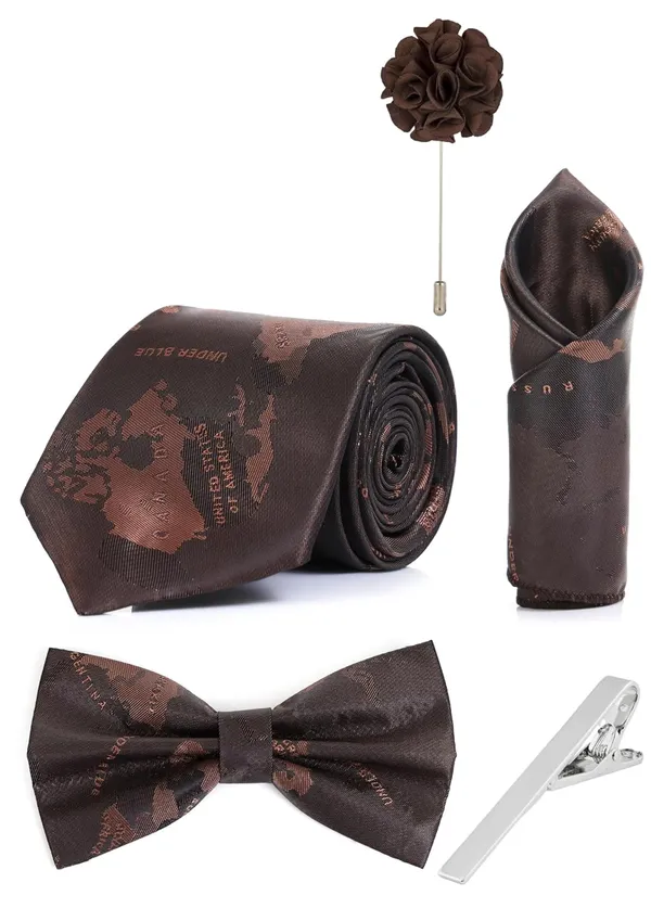 Random_Strip_Premium_Necktie_Gift_Set_for_Men_Tie,_Bow_Tie,_Pocket_Square,_Brooch_&_Tie_Clip_12_Elegant_Colors