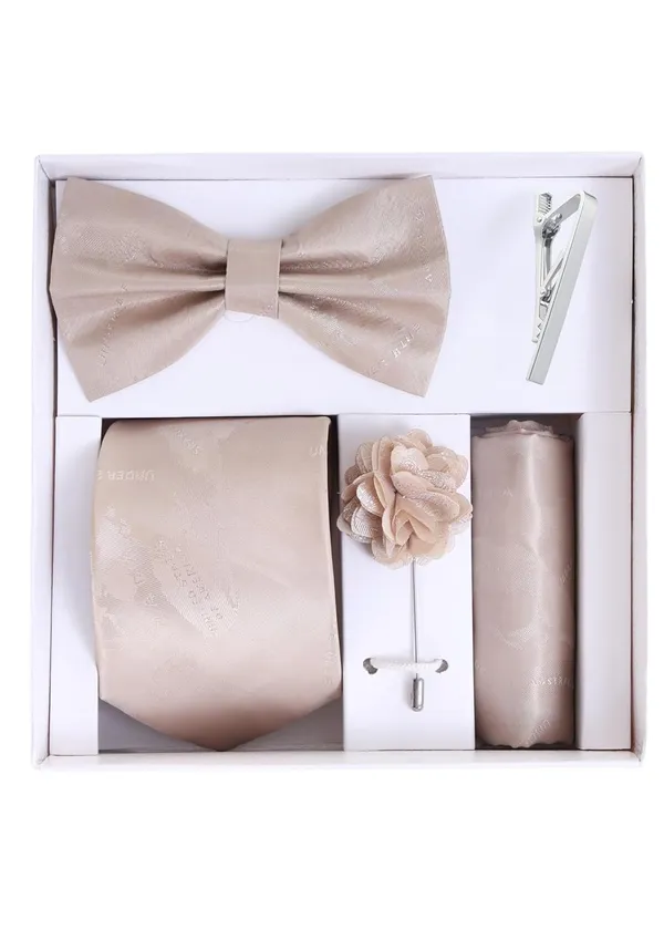 Random_Strip_Premium_Necktie_Gift_Set_for_Men_Tie,_Bow_Tie,_Pocket_Square,_Brooch_&_Tie_Clip_12_Elegant_Colors