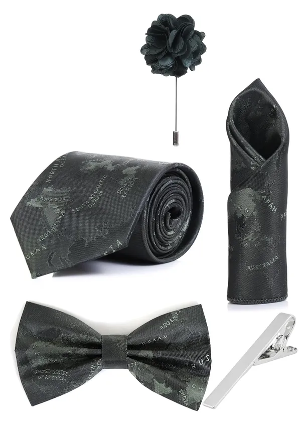 Random_Strip_Premium_Necktie_Gift_Set_for_Men_Tie,_Bow_Tie,_Pocket_Square,_Brooch_&_Tie_Clip_12_Elegant_Colors