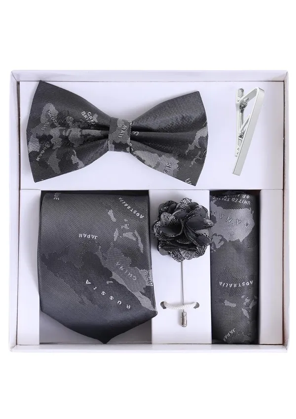 Random_Strip_Premium_Necktie_Gift_Set_for_Men_Tie,_Bow_Tie,_Pocket_Square,_Brooch_&_Tie_Clip_12_Elegant_Colors