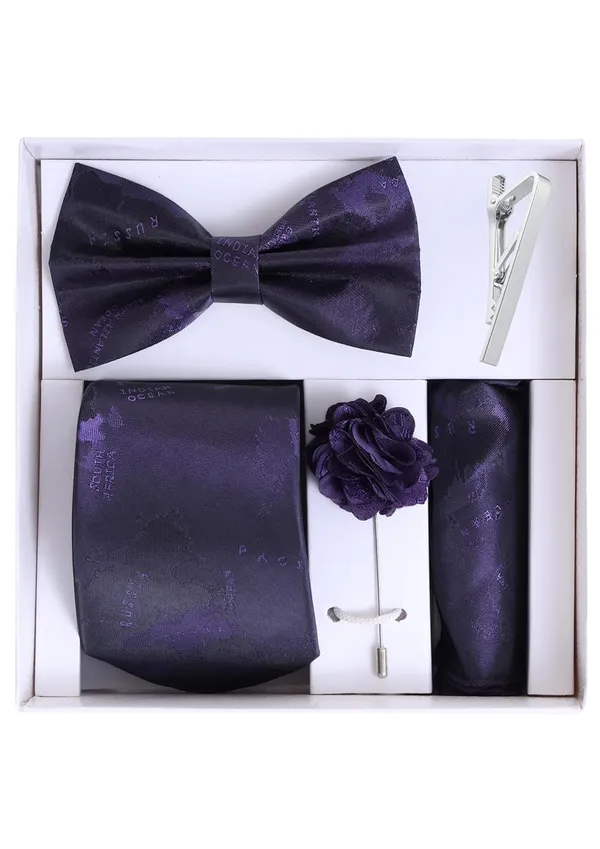 Random_Strip_Premium_Necktie_Gift_Set_for_Men_Tie,_Bow_Tie,_Pocket_Square,_Brooch_&_Tie_Clip_12_Elegant_Colors