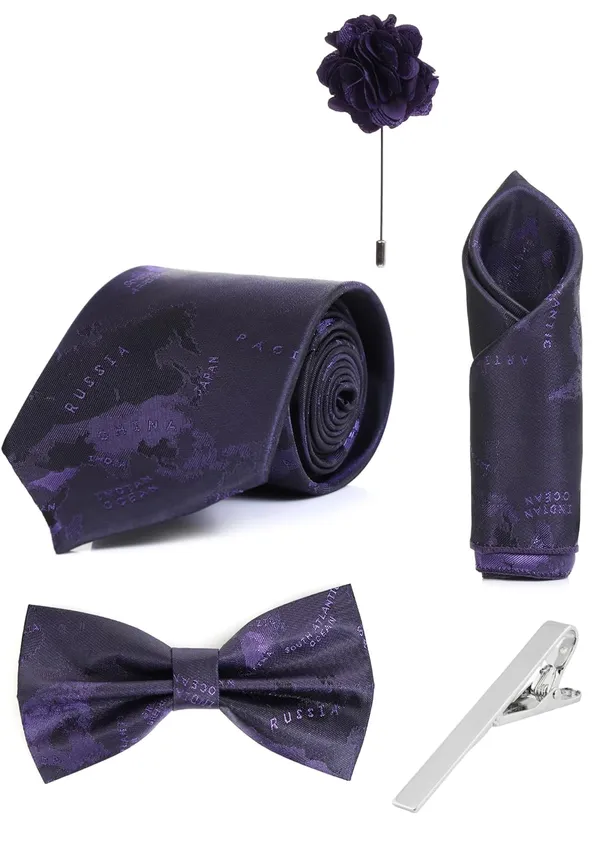 Random_Strip_Premium_Necktie_Gift_Set_for_Men_Tie,_Bow_Tie,_Pocket_Square,_Brooch_&_Tie_Clip_12_Elegant_Colors