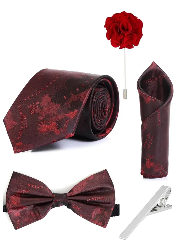 Random_Strip_Premium_Necktie_Gift_Set_for_Men_Tie,_Bow_Tie,_Pocket_Square,_Brooch_&_Tie_Clip_12_Elegant_Colors