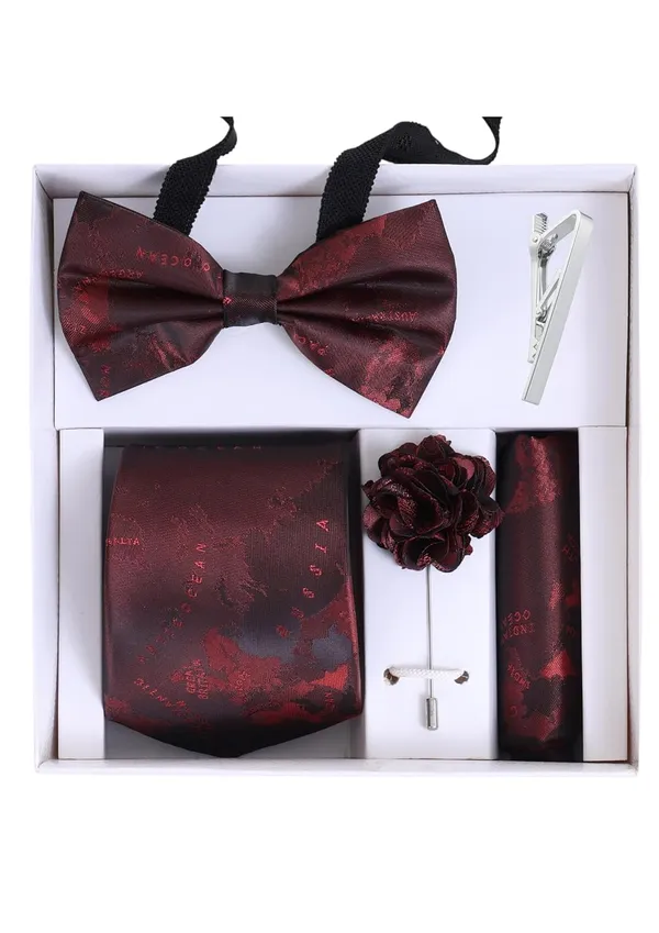Random_Strip_Premium_Necktie_Gift_Set_for_Men_Tie,_Bow_Tie,_Pocket_Square,_Brooch_&_Tie_Clip_12_Elegant_Colors