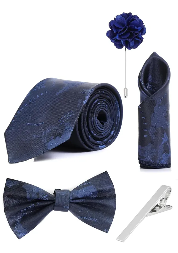 Random_Strip_Premium_Necktie_Gift_Set_for_Men_Tie,_Bow_Tie,_Pocket_Square,_Brooch_&_Tie_Clip_12_Elegant_Colors