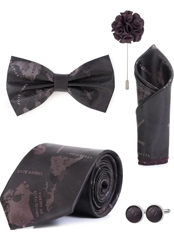Random_Stripe_Necktie_Gift_Set_for_Men_Tie,_Bow_Tie,_Pocket_Square,_Lapel_Pin_&_Cufflinks_Party_&_Formal_Wear_(12_Colors_Available)