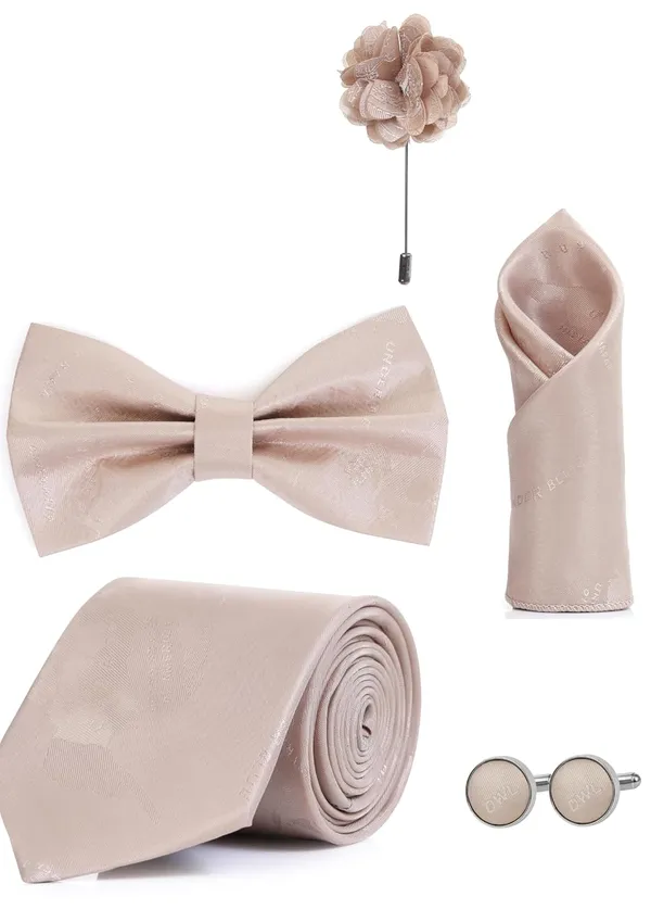 Random_Stripe_Necktie_Gift_Set_for_Men_Tie,_Bow_Tie,_Pocket_Square,_Lapel_Pin_&_Cufflinks_Party_&_Formal_Wear_(12_Colors_Available)