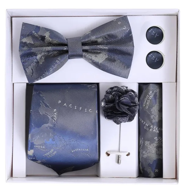 Random_Stripe_Necktie_Gift_Set_for_Men_Tie,_Bow_Tie,_Pocket_Square,_Lapel_Pin_&_Cufflinks_Party_&_Formal_Wear_(12_Colors_Available)