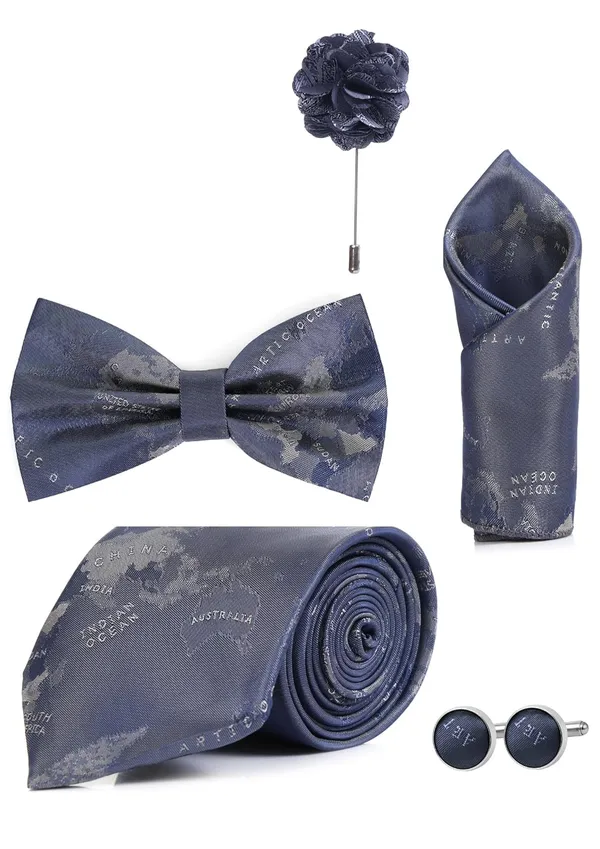 Random_Stripe_Necktie_Gift_Set_for_Men_Tie,_Bow_Tie,_Pocket_Square,_Lapel_Pin_&_Cufflinks_Party_&_Formal_Wear_(12_Colors_Available)