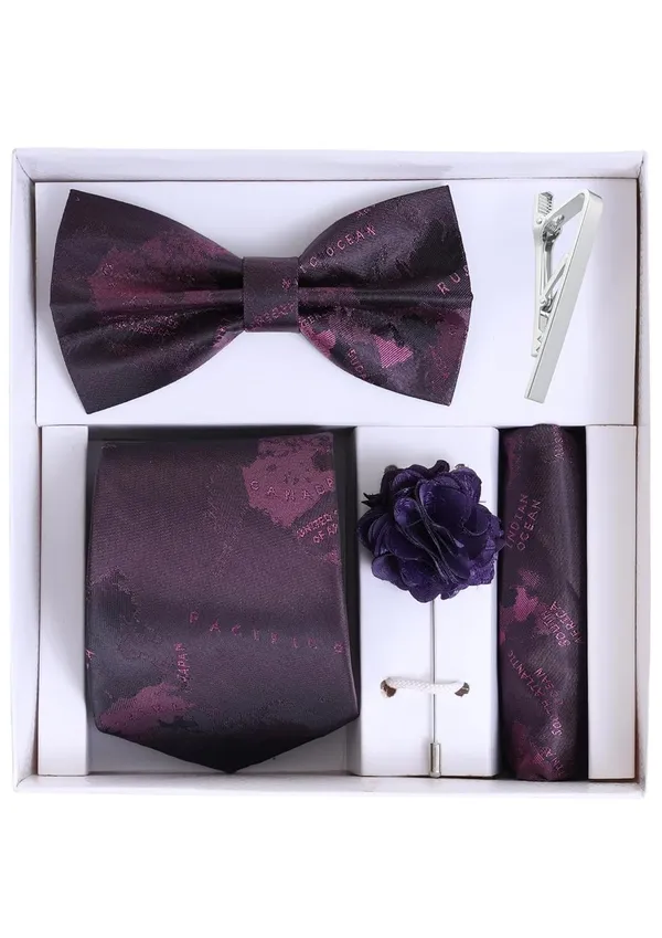 Random_Strip_Premium_Necktie_Gift_Set_for_Men_Tie,_Bow_Tie,_Pocket_Square,_Brooch_&_Tie_Clip_12_Elegant_Colors