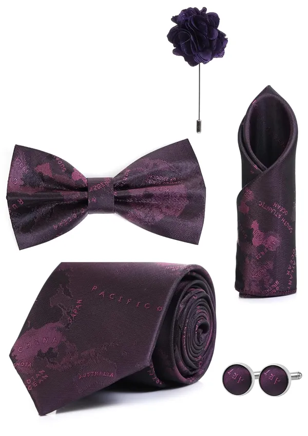 Random_Stripe_Necktie_Gift_Set_for_Men_Tie,_Bow_Tie,_Pocket_Square,_Lapel_Pin_&_Cufflinks_Party_&_Formal_Wear_(12_Colors_Available)