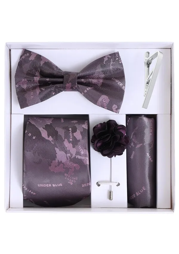 Random_Strip_Premium_Necktie_Gift_Set_for_Men_Tie,_Bow_Tie,_Pocket_Square,_Brooch_&_Tie_Clip_12_Elegant_Colors