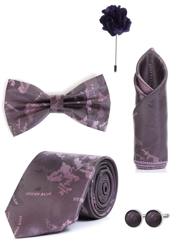 Random_Stripe_Necktie_Gift_Set_for_Men_Tie,_Bow_Tie,_Pocket_Square,_Lapel_Pin_&_Cufflinks_Party_&_Formal_Wear_(12_Colors_Available)