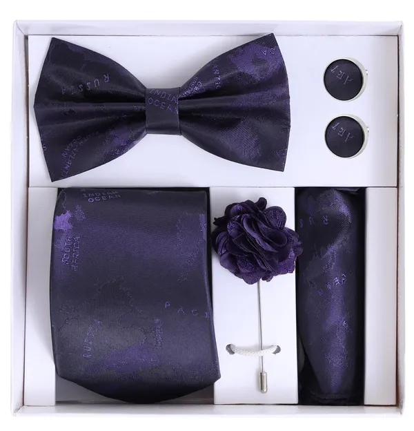 Random_Stripe_Necktie_Gift_Set_for_Men_Tie,_Bow_Tie,_Pocket_Square,_Lapel_Pin_&_Cufflinks_Party_&_Formal_Wear_(12_Colors_Available)