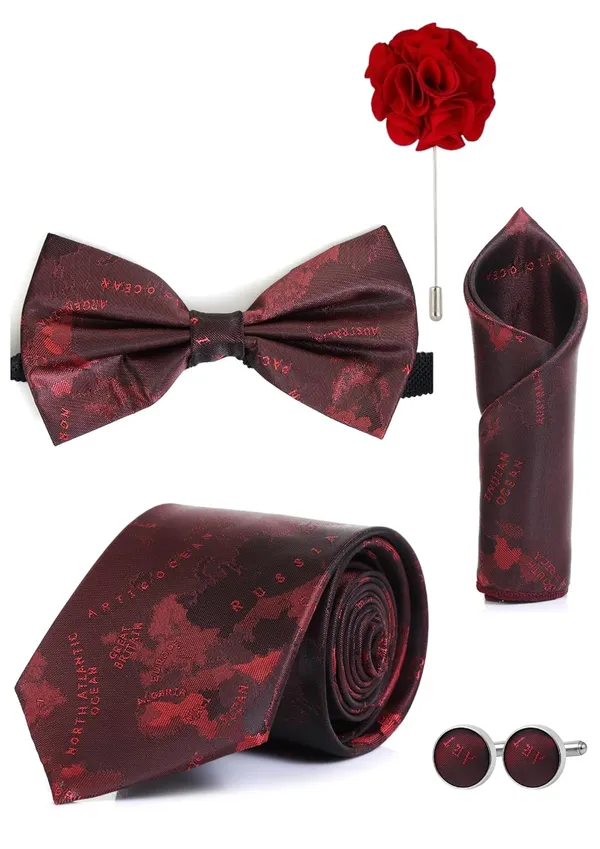 Random_Stripe_Necktie_Gift_Set_for_Men_Tie,_Bow_Tie,_Pocket_Square,_Lapel_Pin_&_Cufflinks_Party_&_Formal_Wear_(12_Colors_Available)