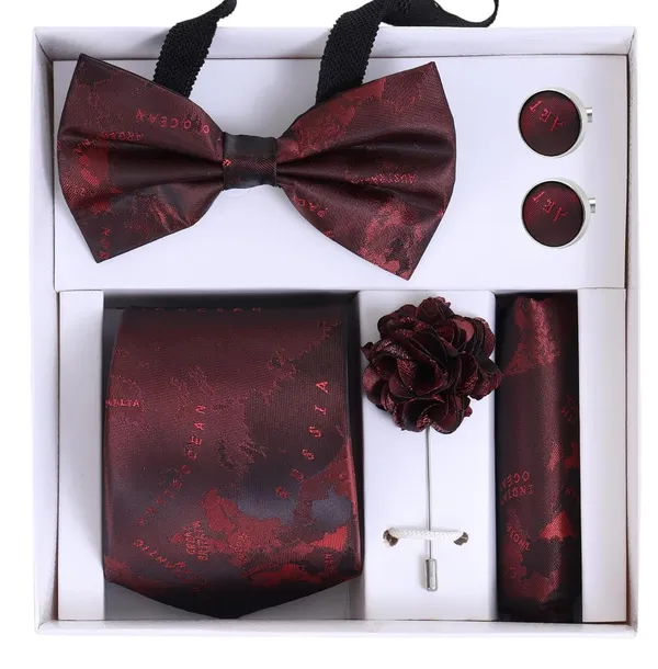 Random_Stripe_Necktie_Gift_Set_for_Men_Tie,_Bow_Tie,_Pocket_Square,_Lapel_Pin_&_Cufflinks_Party_&_Formal_Wear_(12_Colors_Available)