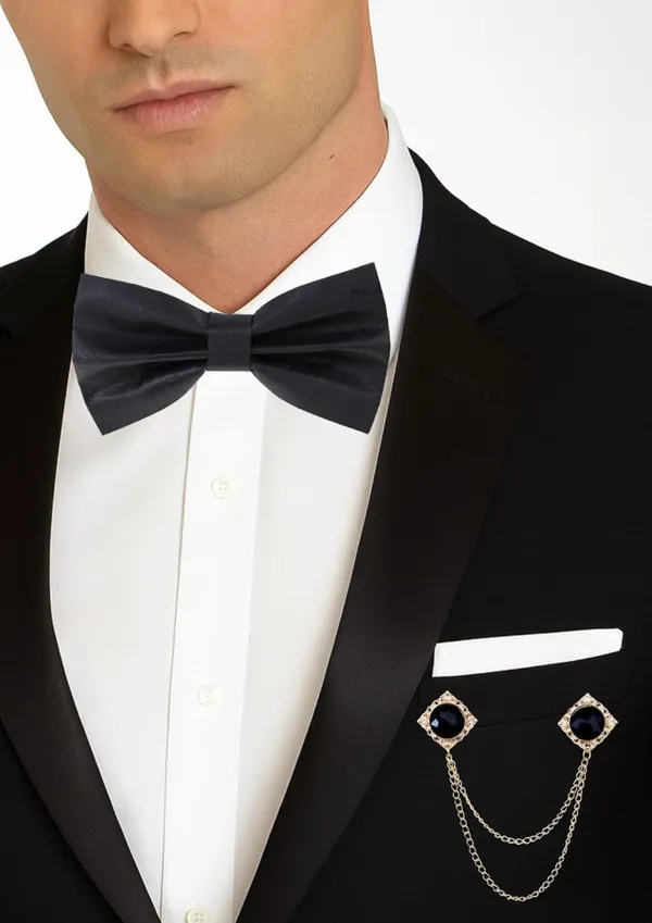 Men_Premium_Designer_Bow_Tie_with_Dual_Chain_&_Gemstone_Brooch_|_Pre-Tied_Adjustable_Luxury_Bow_Tie