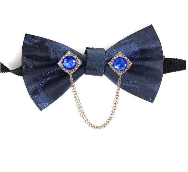 Men_Premium_Designer_Bow_Tie_with_Dual_Chain_&_Gemstone_Brooch_|_Pre-Tied_Adjustable_Luxury_Bow_Tie