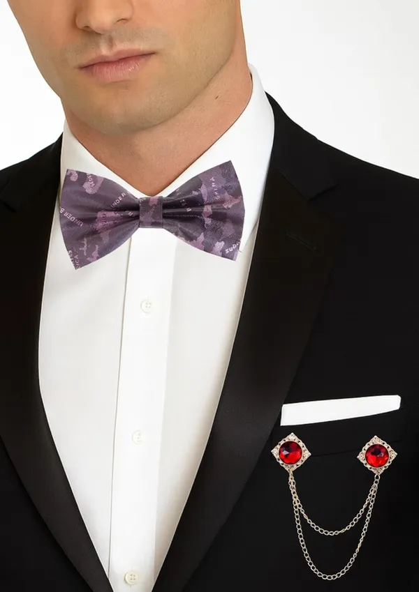 Men_Premium_Designer_Bow_Tie_with_Dual_Chain_&_Gemstone_Brooch_|_Pre-Tied_Adjustable_Luxury_Bow_Tie