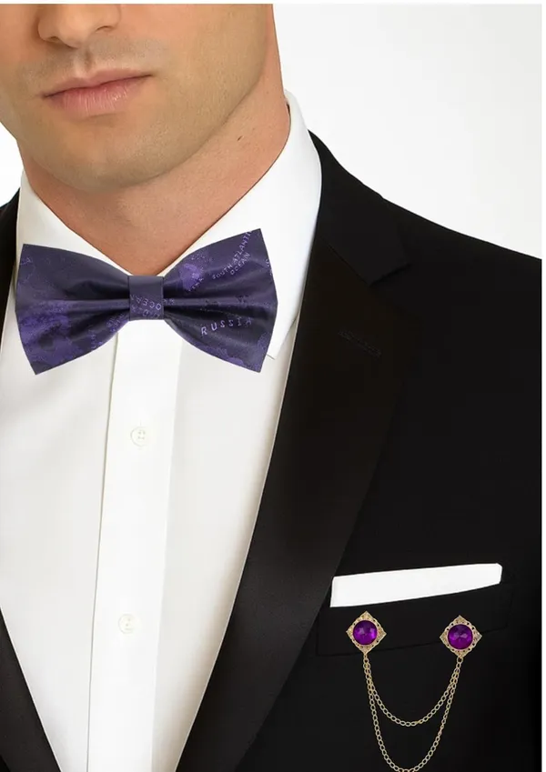 Men_Premium_Designer_Bow_Tie_with_Dual_Chain_&_Gemstone_Brooch_|_Pre-Tied_Adjustable_Luxury_Bow_Tie