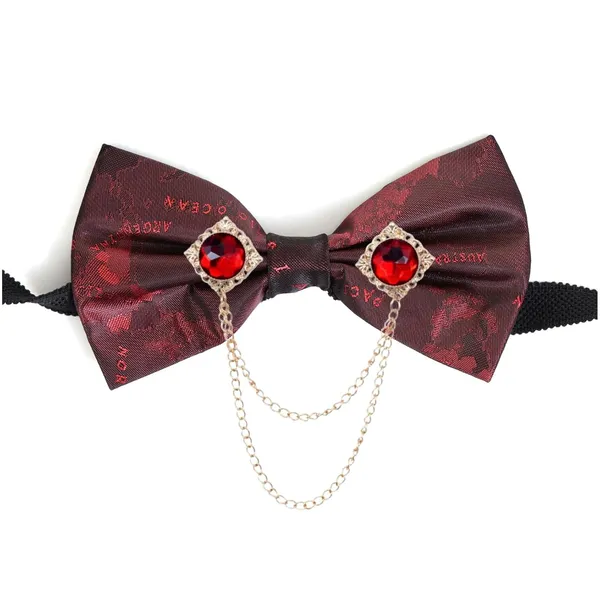 Men_Premium_Designer_Bow_Tie_with_Dual_Chain_&_Gemstone_Brooch_|_Pre-Tied_Adjustable_Luxury_Bow_Tie