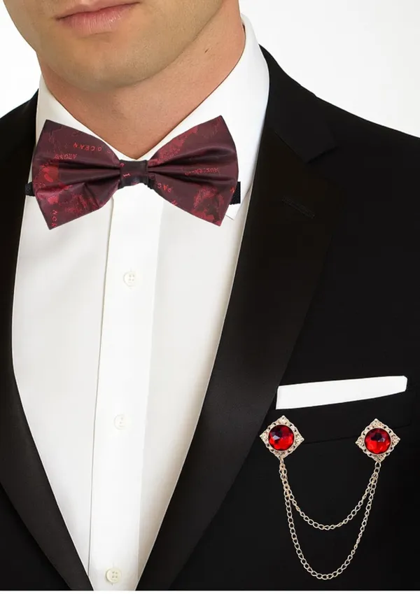 Men_Premium_Designer_Bow_Tie_with_Dual_Chain_&_Gemstone_Brooch_|_Pre-Tied_Adjustable_Luxury_Bow_Tie