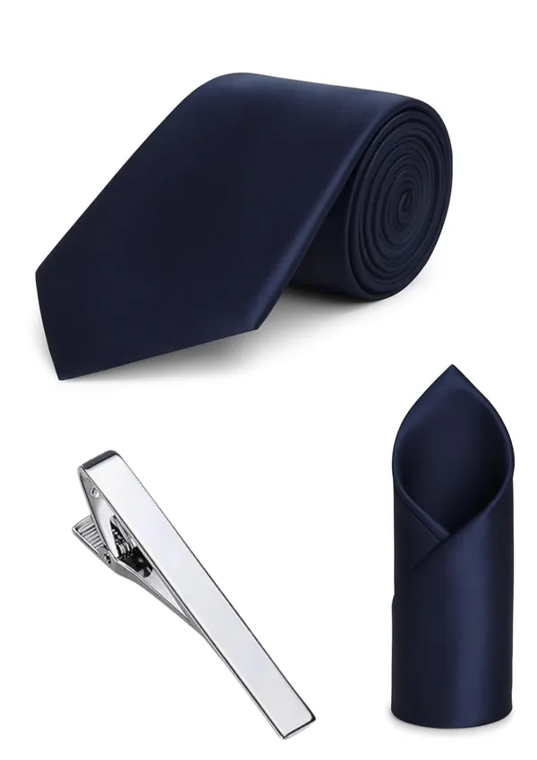 Necktie_Set_With_Silvar_Plated_Tiepin_&_Pocket_square_Set_Plain_Silk_Ties_Combo_For_Men