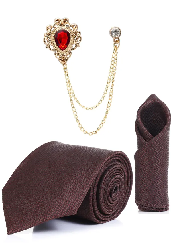 Men_Premium_Satin_Tie,_Pocket_Square_&_Brooch_Combo_Set_Micro_fiber_arty_&_Formal_Wear_�_Available_in_9_Colors