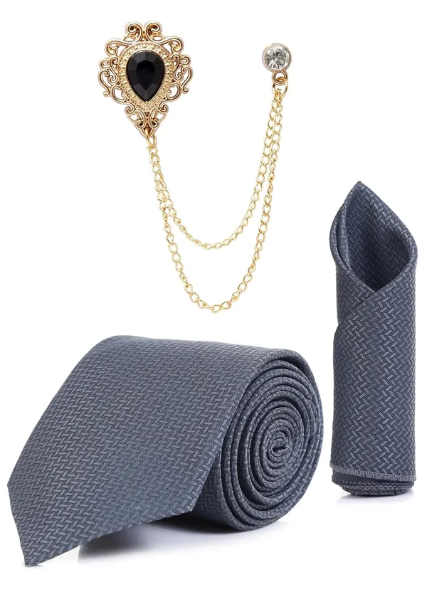 Men_Premium_Satin_Tie,_Pocket_Square_&_Brooch_Combo_Set_Micro_fiber_arty_&_Formal_Wear_�_Available_in_9_Colors