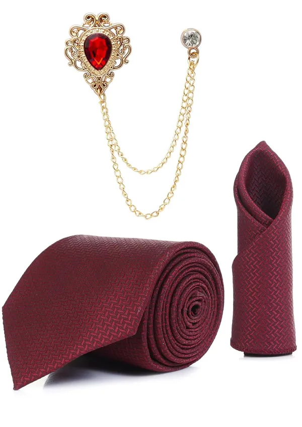 Men_Premium_Satin_Tie,_Pocket_Square_&_Brooch_Combo_Set_Micro_fiber_arty_&_Formal_Wear_�_Available_in_9_Colors