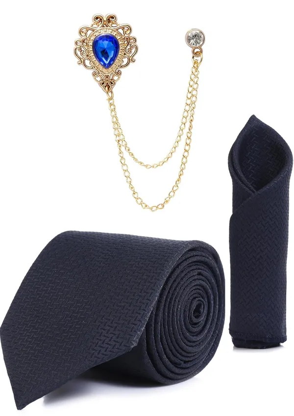 Men_Premium_Satin_Tie,_Pocket_Square_&_Brooch_Combo_Set_Micro_fiber_arty_&_Formal_Wear_�_Available_in_9_Colors