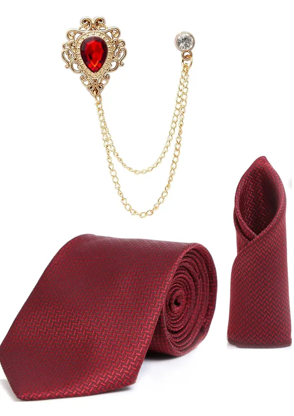 Men_Premium_Satin_Tie,_Pocket_Square_&_Brooch_Combo_Set_Micro_fiber_arty_&_Formal_Wear_�_Available_in_9_Colors