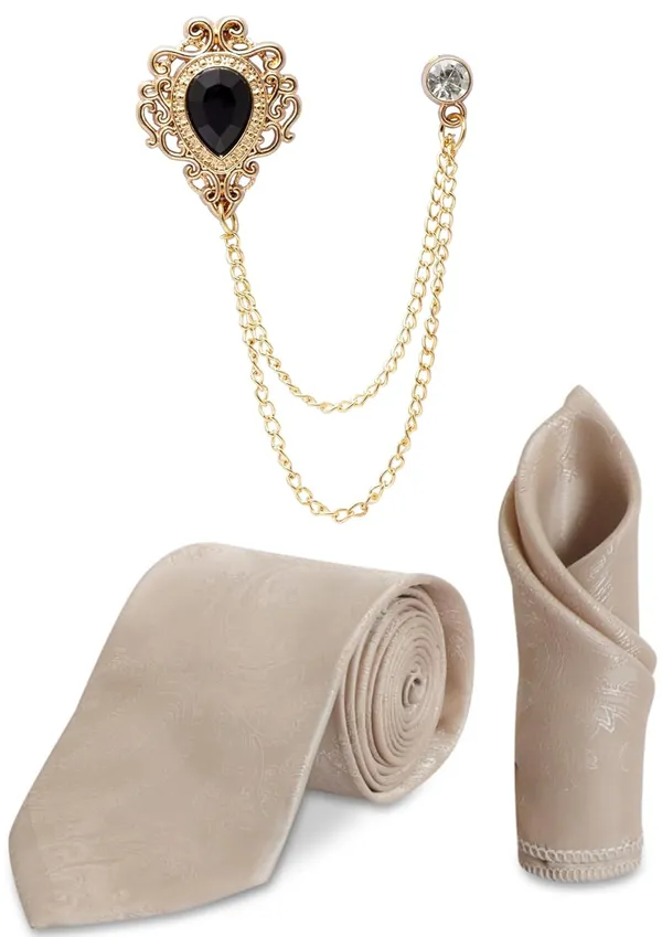 Men_Paisley_Satin_Tie,_Pocket_Square_&_Brooch_Combo_Set_Party_&_Formal_Wear_Available_in_16_Colors