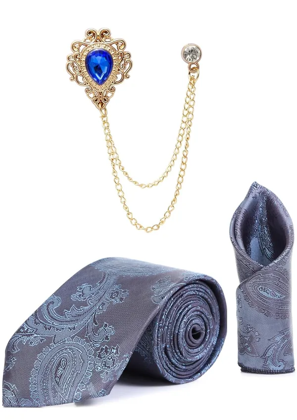 Men_Paisley_Satin_Tie,_Pocket_Square_&_Brooch_Combo_Set_Party_&_Formal_Wear_Available_in_16_Colors
