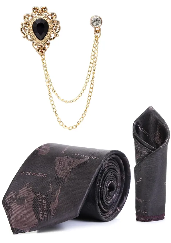 Men_World_Map_Printed_Satin_Tie,_Pocket_Square_&_Brooch_Combo_Set_Formal_Wear_Available_in_12_Colors