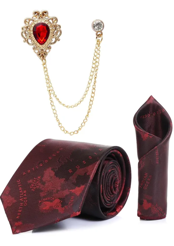 Men_World_Map_Printed_Satin_Tie,_Pocket_Square_&_Brooch_Combo_Set_Formal_Wear_Available_in_12_Colors