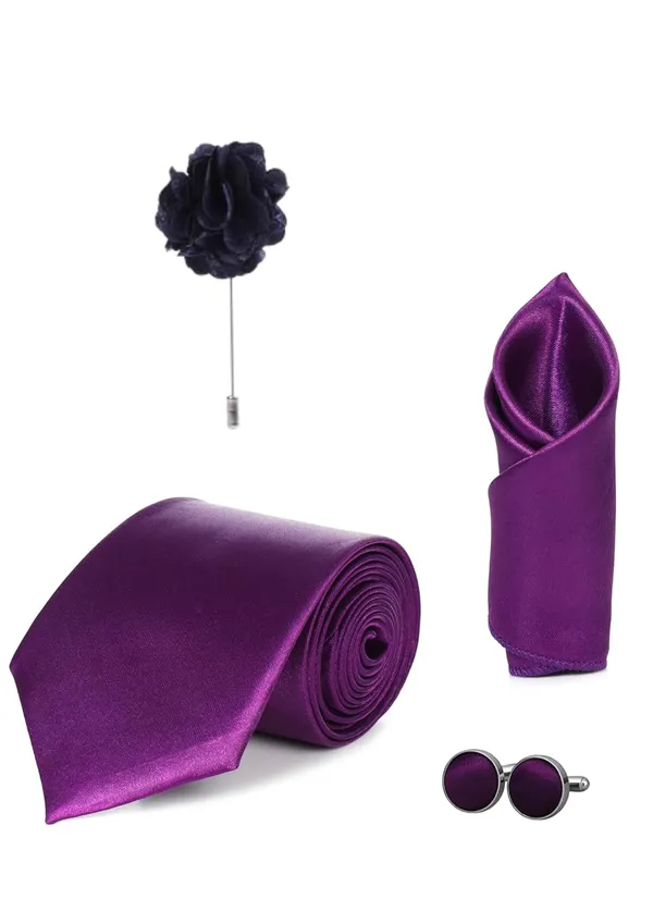 Premium_Satin_Necktie_Gift_Set_for_Men_�_Tie,_Pocket_Square,_Cufflinks_&_Lapel_Pin_|_10_Elegant_Colors_|_Perfect_for_Wedding,_Party_&_Office_Wear