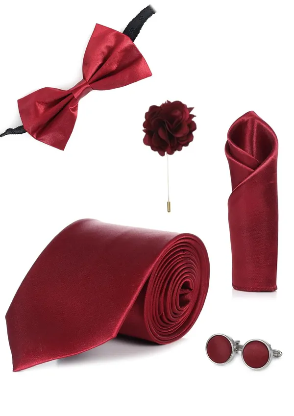 5-in-1_Premium_Tie_Gift_Set_for_Men_(10_Colors_Combo)_|_Necktie,_Bow_Tie,_Pocket_Square,_Cufflinks_&_Lapel_Pin_|_Formal_&_Wedding_Accessory_Set