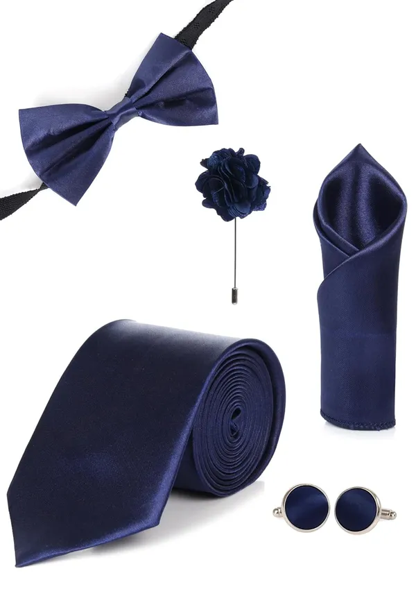 5-in-1_Premium_Tie_Gift_Set_for_Men_(10_Colors_Combo)_|_Necktie,_Bow_Tie,_Pocket_Square,_Cufflinks_&_Lapel_Pin_|_Formal_&_Wedding_Accessory_Set