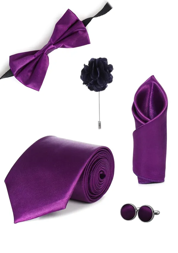 5-in-1_Premium_Tie_Gift_Set_for_Men_(10_Colors_Combo)_|_Necktie,_Bow_Tie,_Pocket_Square,_Cufflinks_&_Lapel_Pin_|_Formal_&_Wedding_Accessory_Set