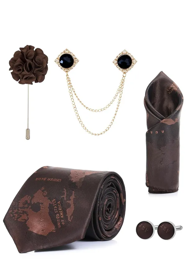 Premium_Men's_Maroon_Tie_Combo_Set_|_Necktie,_Pocket_Square,_Brooch,_Lapel_Pin_&_Cufflinks_Gift_Set_for_Men_|_Wedding_&_Formal_Wear_Accessories_(12_Colors_Available)