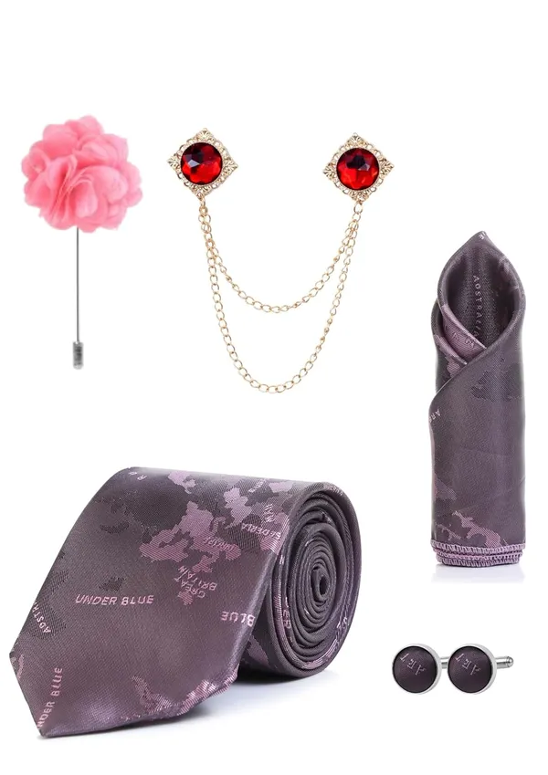 Premium_Men's_Maroon_Tie_Combo_Set_|_Necktie,_Pocket_Square,_Brooch,_Lapel_Pin_&_Cufflinks_Gift_Set_for_Men_|_Wedding_&_Formal_Wear_Accessories_(12_Colors_Available)