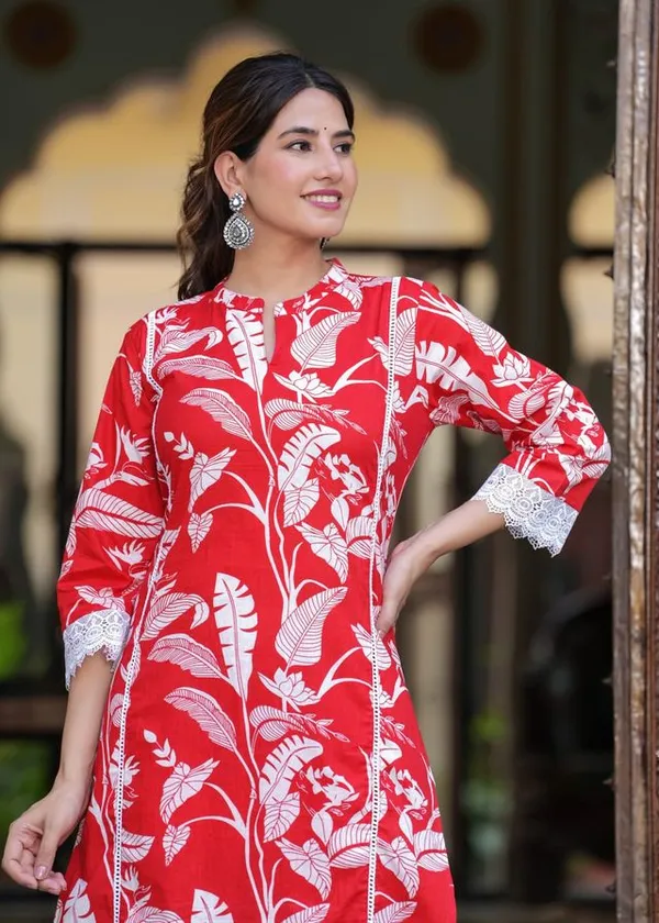 Red_Cotton_Coord_Set_For_Women