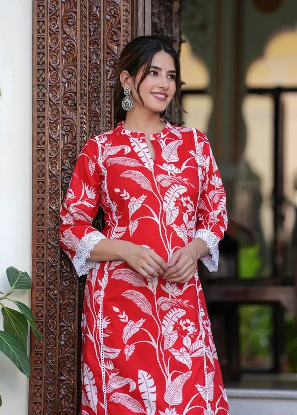 Red_Cotton_Coord_Set_For_Women